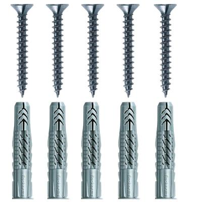 Cartela Com Buchas Ux8 Com Aba E Parafusos Cabeça Chata Com 5 Peças - 602509 - Fischer