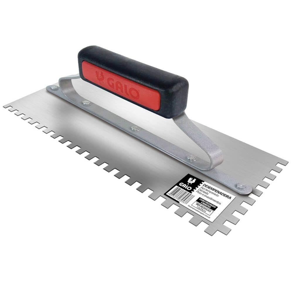 Desempenadeira De Aço Para Gesso Dentada Com Cabo Fechado 120x290mm - 00305-03 - Galo - 1