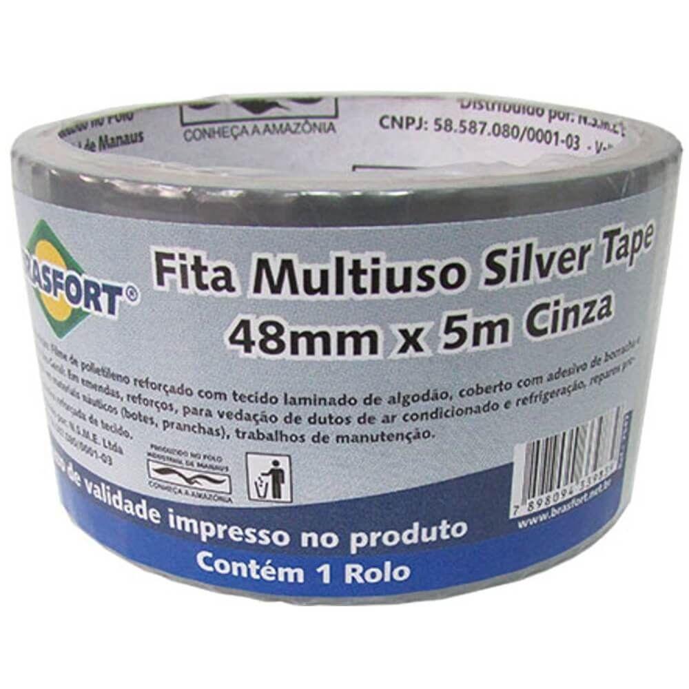 Fita Multiuso Cinza 48 Mm X 5 Metros - 7547 - Brasfort - 1