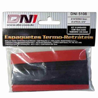 Espaguete Termo Retrátil Com 15 Peças 8mm Várias Cores - 5108 - Dani