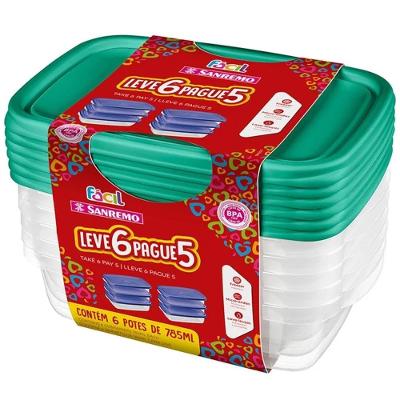 Conjunto De Potes 785ml Leve 6 Pague 5 Cores Sortidas - Sr165-7 - Sanremo Conj.pote Leve 6 Pague 5 785ml Sanremo Sr165-7
