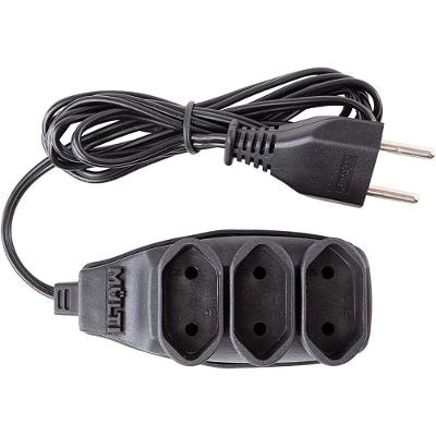Extensão Preta 3t Bipolar Com 1,5 Metro 2p 10 Ampères 250vac - 01468 - Multicraft