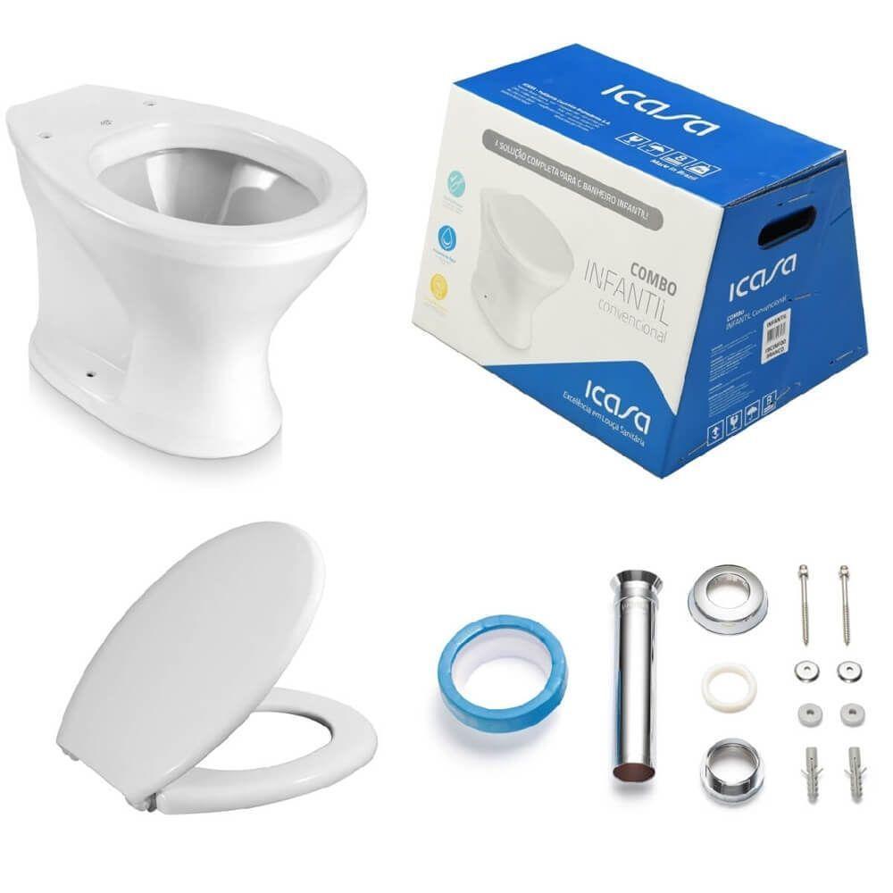 Combo Bacia Convencional Infantil Branco + Assento E Acessórios - Cbcinf00 - Icasa - 1