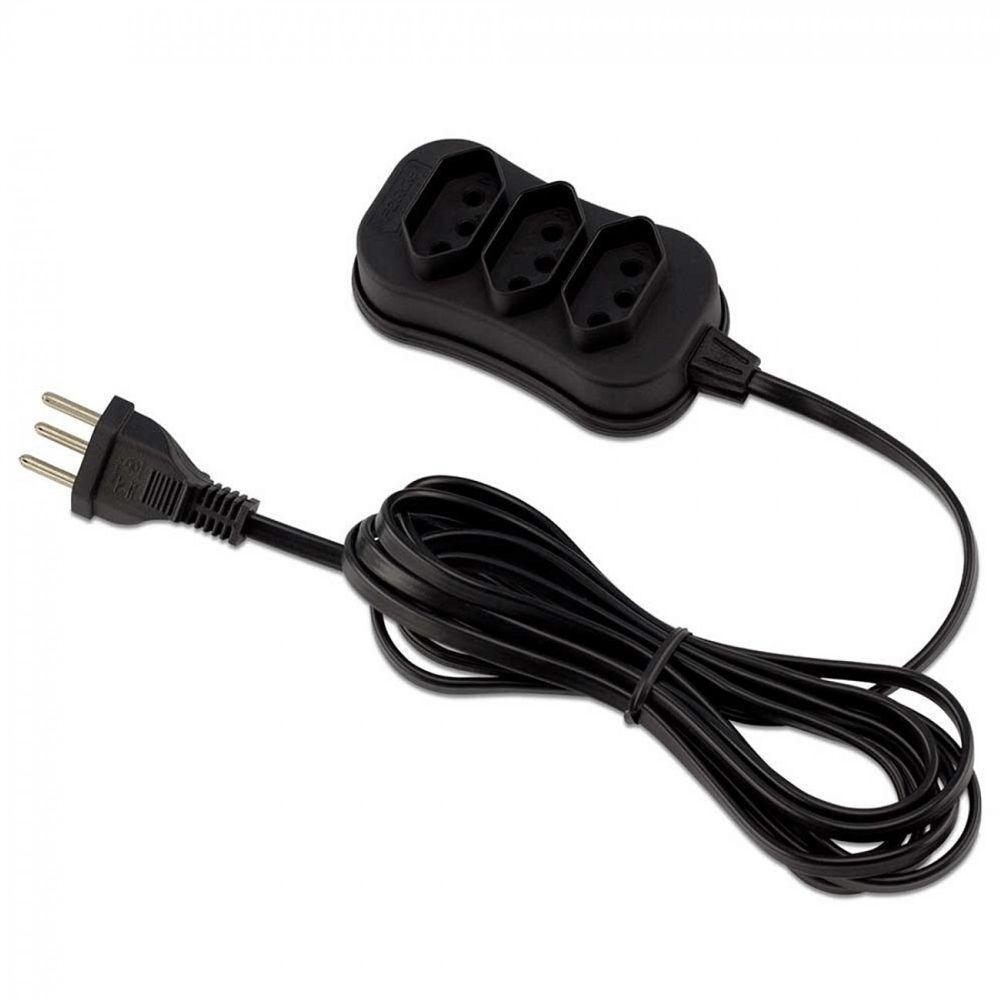 Extensão 3 Tomadas Slim Tripolar Preto 3 Metros - 0180200253 - Forceline Extensao 3t Slim Tripolar Pt 3m Forcelin - 1