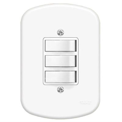 Interruptor Embutir 3 Paralelas Com Placa Série Blanc - 0657 - Fame Interruptor Embutir 3paralelas C-p Sb Fa 657 Fame