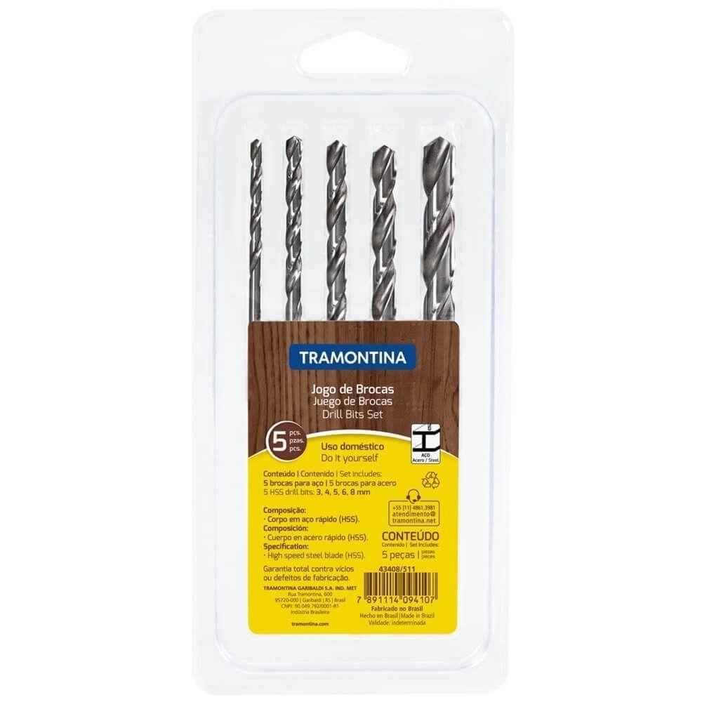 Jogo De Brocas Para Aço Com 5 Peças - 43408511 - Tramontina Jogo De Brocas Para Aco 5 Pcs Tramontina - 1