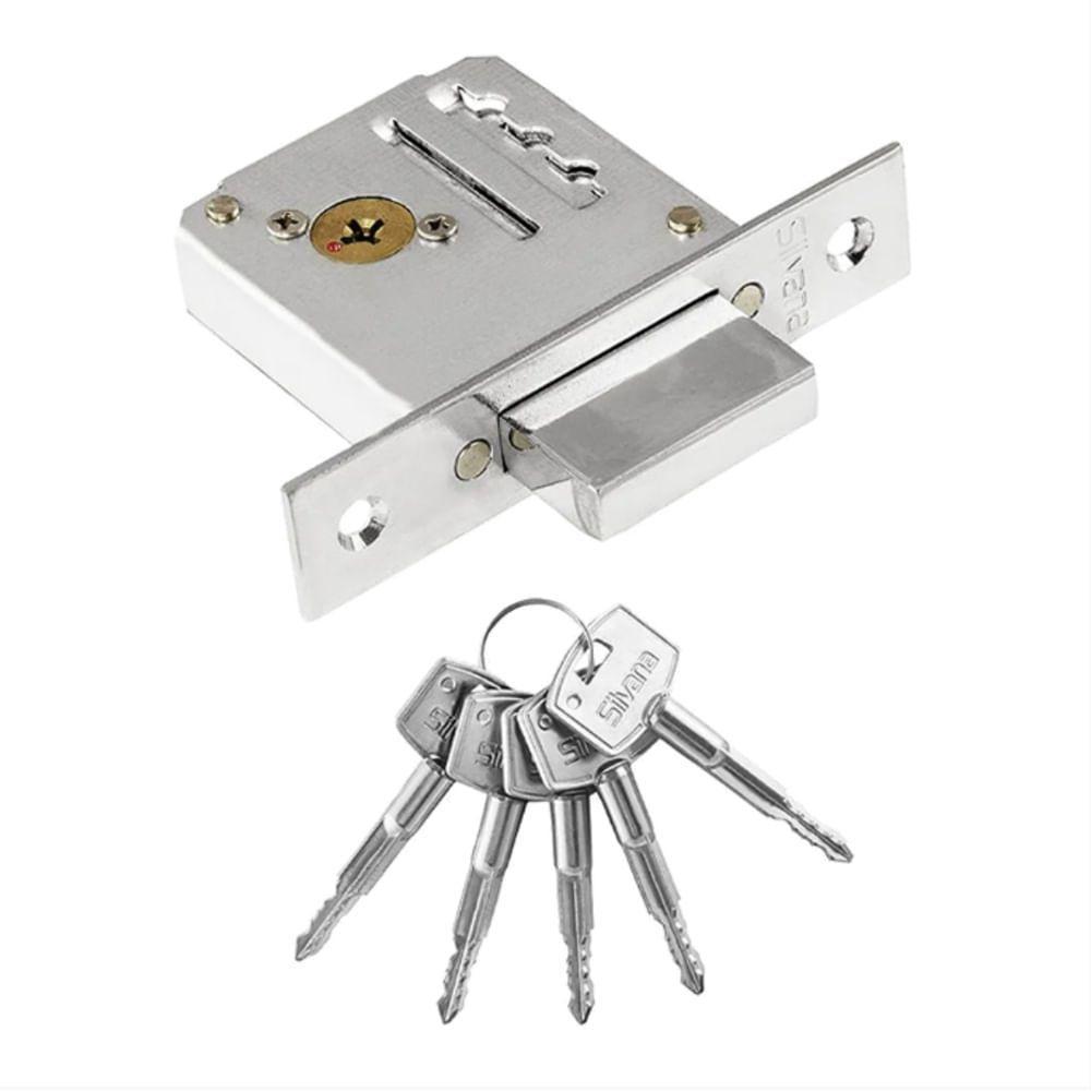 Conjunto De Fechadura Auxiliar 4000 Cromado - 96872 - Silvana - 1