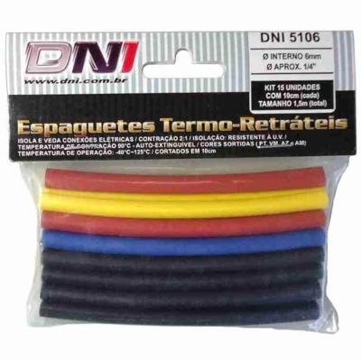 Espaguete Termo Retrátil Com 15 Peças 6mm Várias Cores - 5106 - Dani