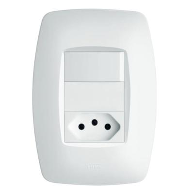 Conjunto Interruptor Simples + Tomada 2p+t 10a 250 Volts Elegance - 2260 - Fame Cj.inter.simp.+tomada 2p+t 10a-250v Eleg