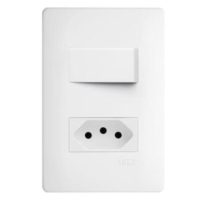 Interruptor Simples + Tomada 20a Com Placa Habitat - 2101 - Fame Inter.simples+tom.20a C-placa Habit Fame 2101
