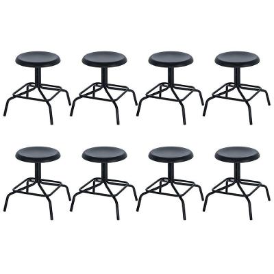 Kit 8 Bancos Baixos Cozinha Industrial Loft Aço 45 Cm Bolt Preto