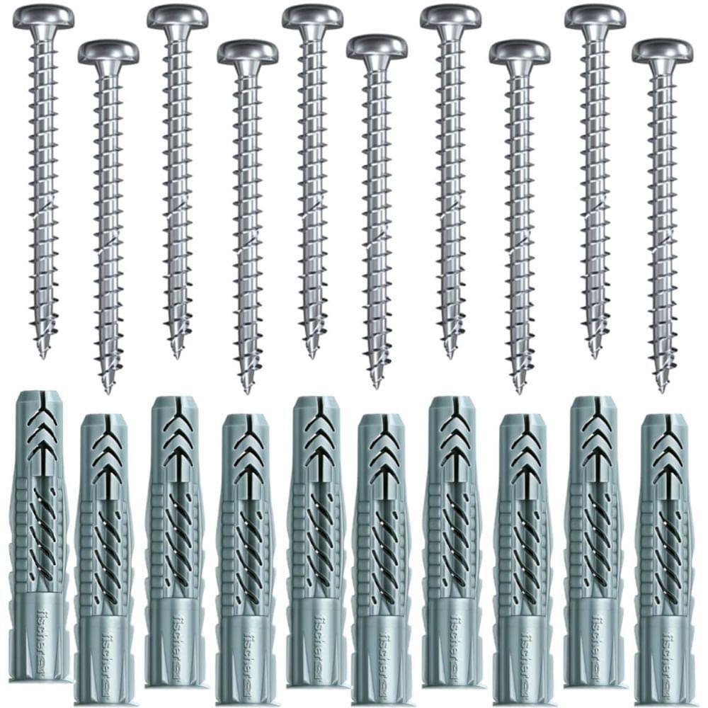 Cartela Com Buchas Ux6 Com Aba E Parafusos Cabeça Panela Com 10 Peças - 602508 - Fischer - 1