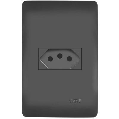 Conjunto Tomada 2p+t 10 Amperes Habitat Black - 4052 - Fame