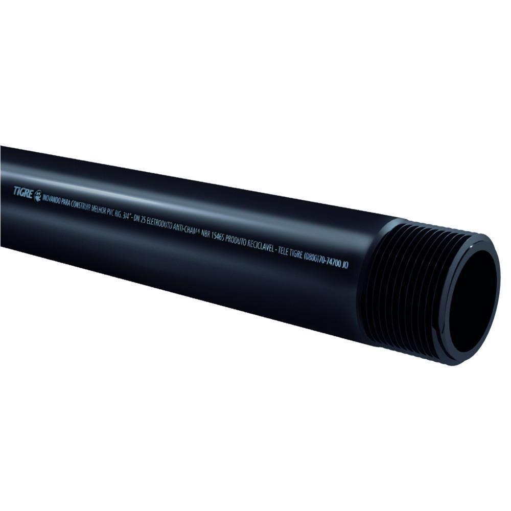 Eletroduto Roscável Pvc 3-4"" Com 3 Metros Preto - 14021884 - Tigre Eletroduto Rosc.pvc Preto 3-4 Tigre 14021884 - 1