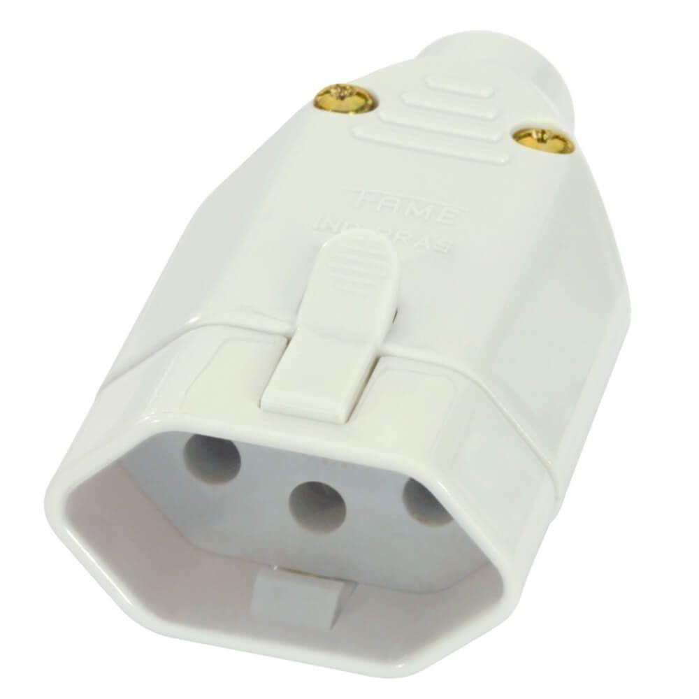 Tomada 2p+t Junção Fêmea 20a 250 Volts Cinza Sobrepor - 1728 - Fame Plugue Femea 2p+t 20a Cinza Ref.1728 Fam Fame - 1