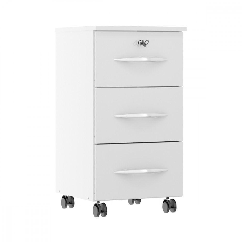 Gaveteiro 0744 36x65x36cm 3 Gavetas Branco Menu Branco - 4