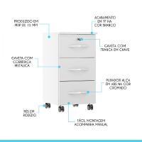 Gaveteiro 0744 36x65x36cm 3 Gavetas Branco Menu Branco - 2