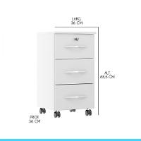 Gaveteiro 0744 36x65x36cm 3 Gavetas Branco Menu Branco - 3