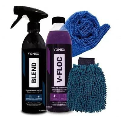 Kit Vonixx Luva Microfibra + Blend Black Cera Liq + V-floc