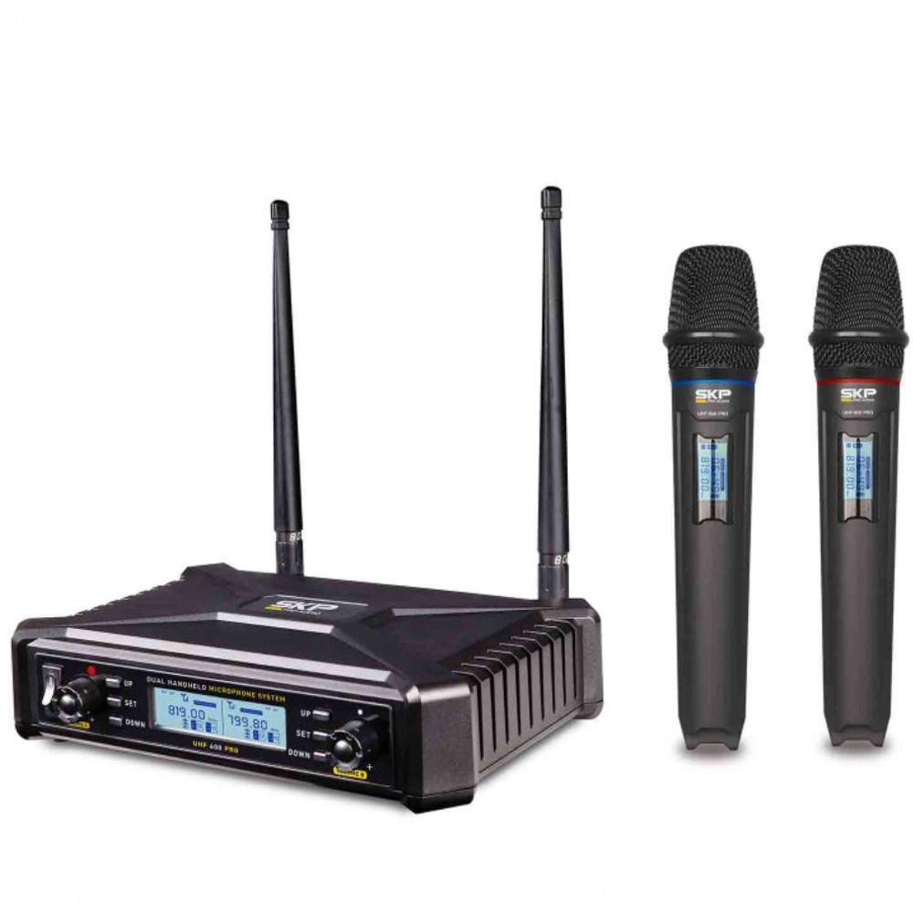 Microfone Uhf-600 Duplo De Mão Multifrequência Sem Fio Sauhf600pro - 1