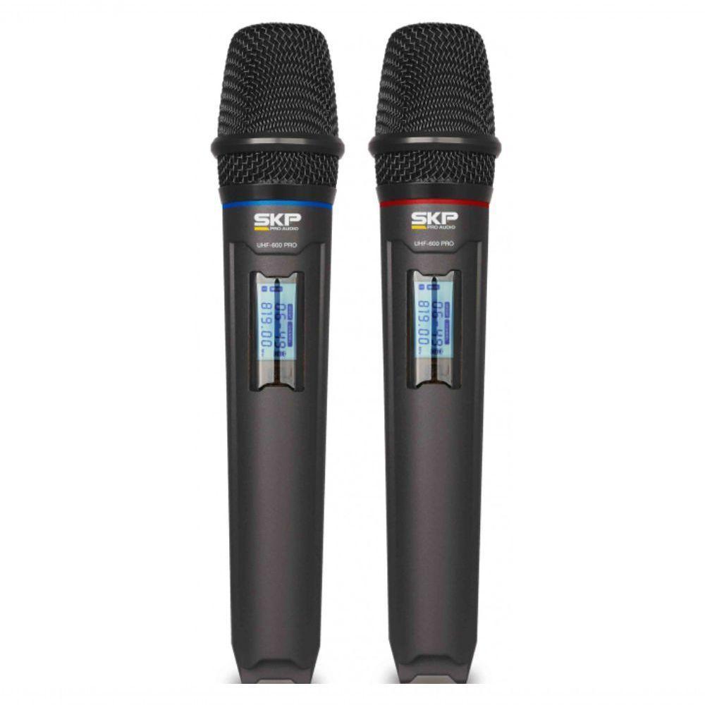 Microfone Uhf-600 Duplo De Mão Multifrequência Sem Fio Sauhf600pro - 2