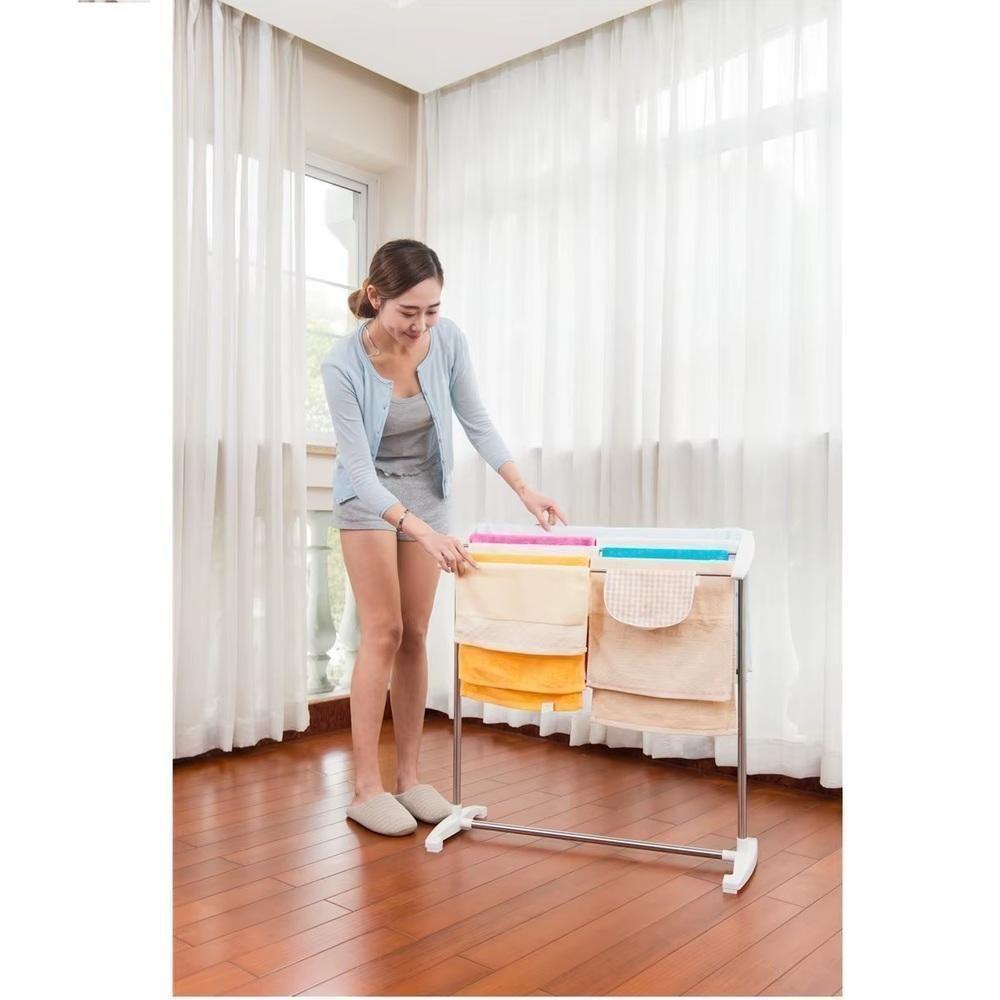 Secador De Roupas Varal De Chão Inox Toalheiro Varanda Lavanderia Quintal Portátil Rack Organizador - 3