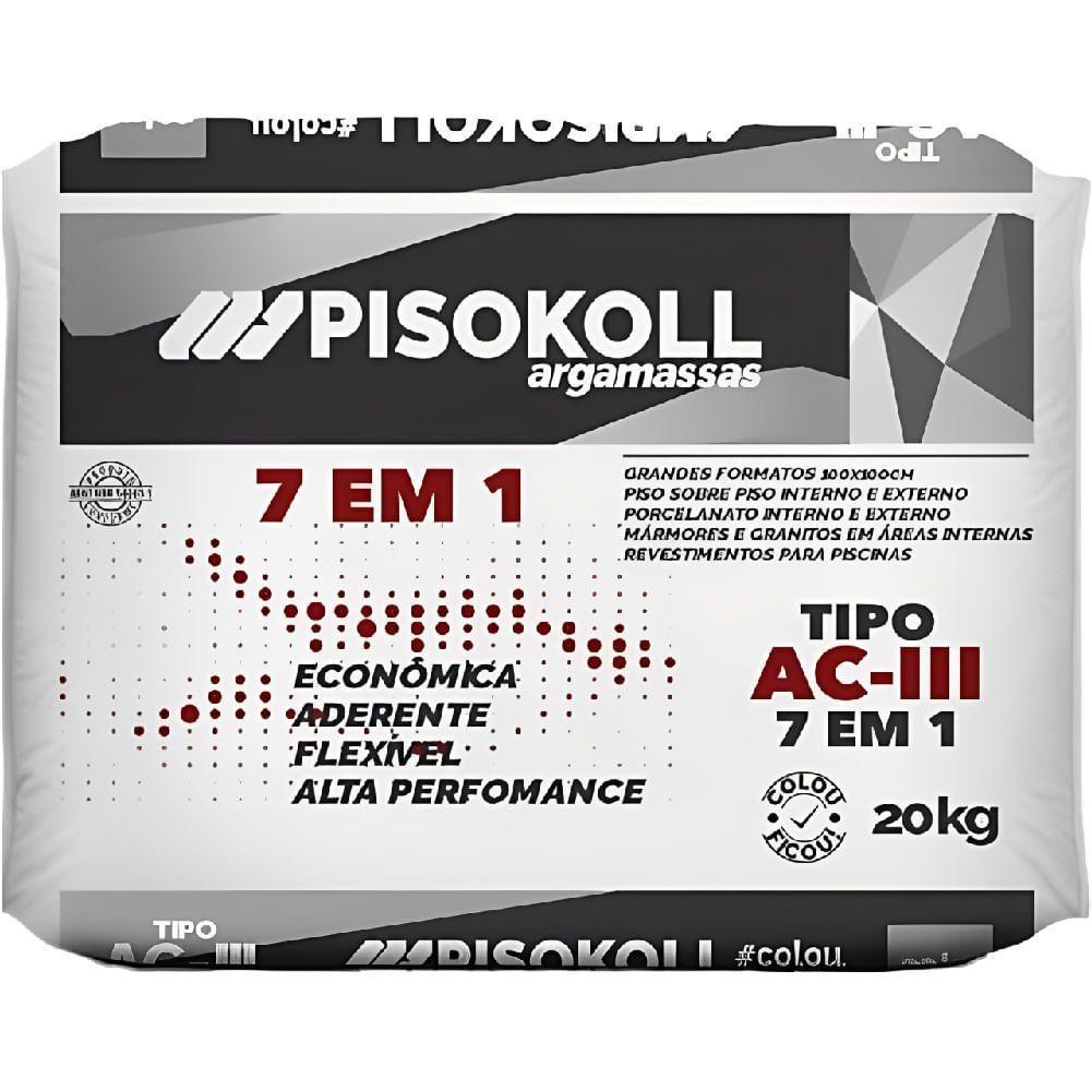 Argamassa Flexível Aciii Cinza 7 Em 1 20 Kilos - Ac3 7x1 - Pisokoll - 1
