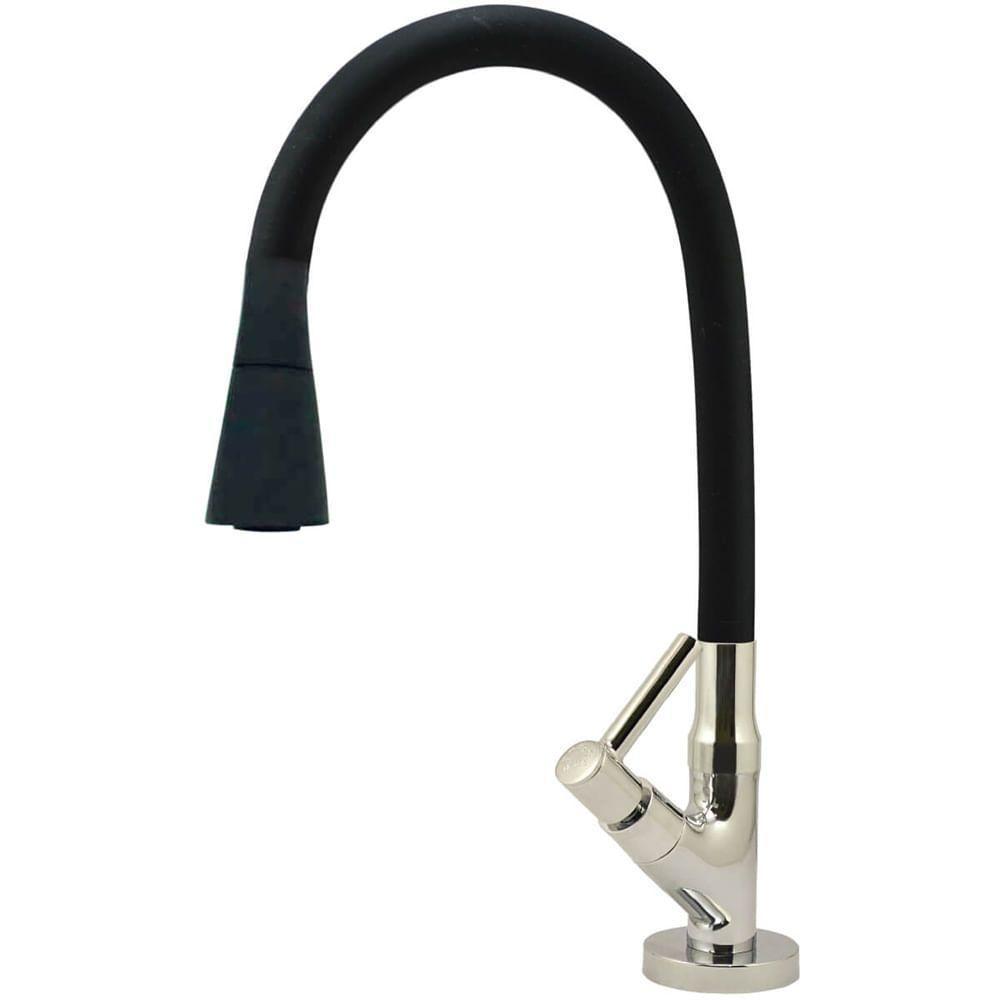 Torneira De Mesa Tubo Gourmet Duplo Cone 1-4 De Volta Preta Para Pia 6170 - 772255 - Stoc - 1