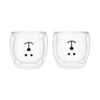 02 Canecas Copo Urso Vidro Duplo 250ml Bebida Quente E Fria - 1