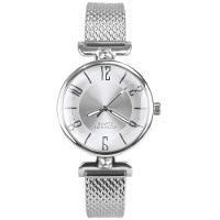 Relogio Feminino Prata Silicone Aço Inox Prova Dagua + Caixa Pulseira Ajustavel Strass Casual Moda - 6