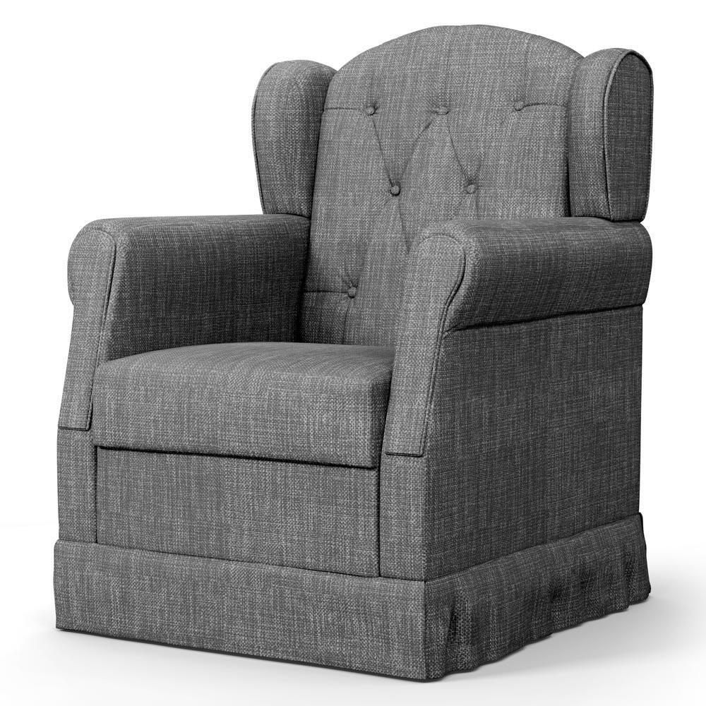 Poltrona De Amamentação Balanço E Puff Lucy P04 Linho Cinza Escuro - Mpozenato - 9