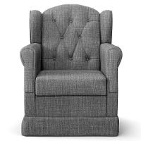 Poltrona De Amamentação Balanço E Puff Lucy P04 Linho Cinza Escuro - Mpozenato - 2