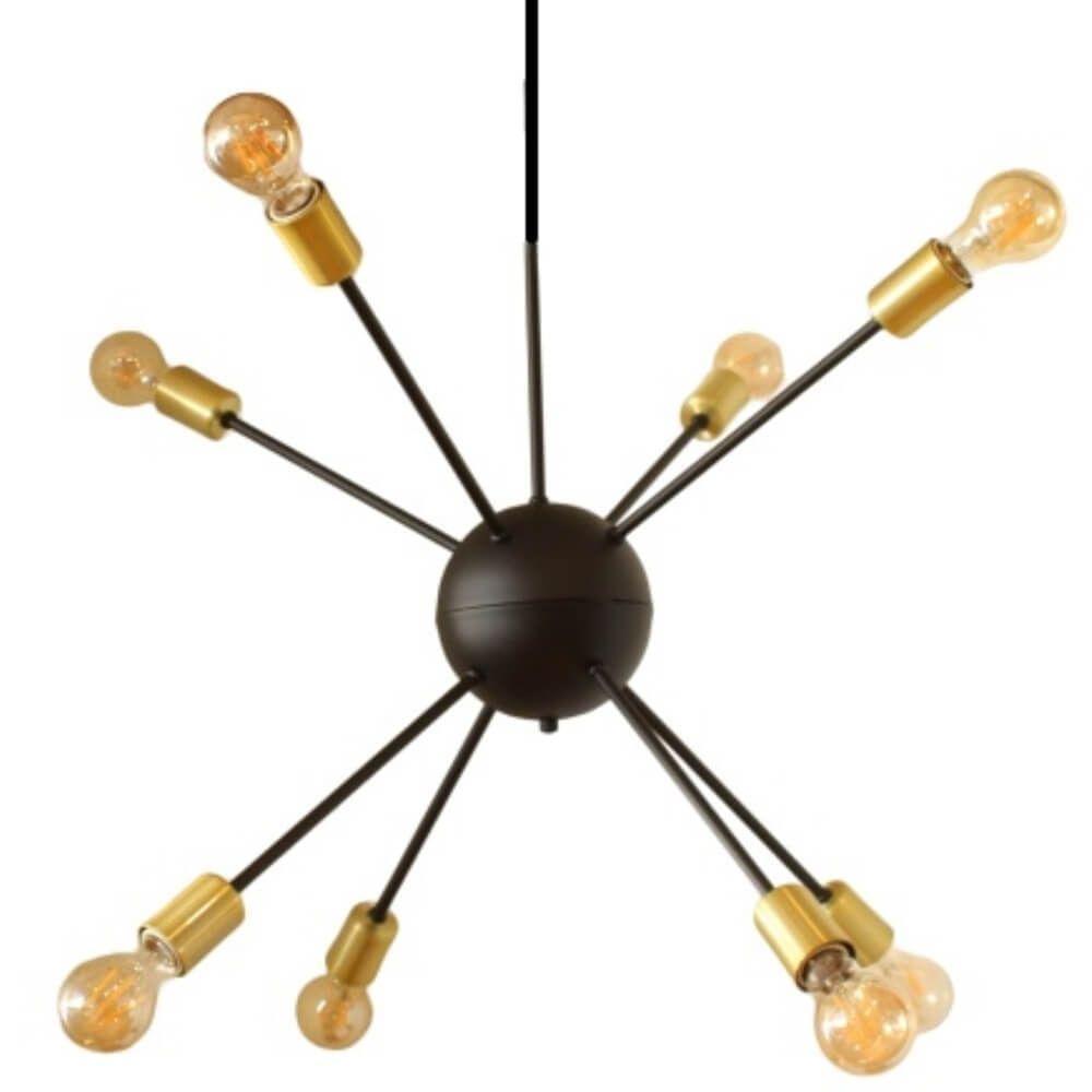 Pendente Mini Togo 8 Lâmpadas Preto Cobreado - Pd110-8pt_co - Kin - 1