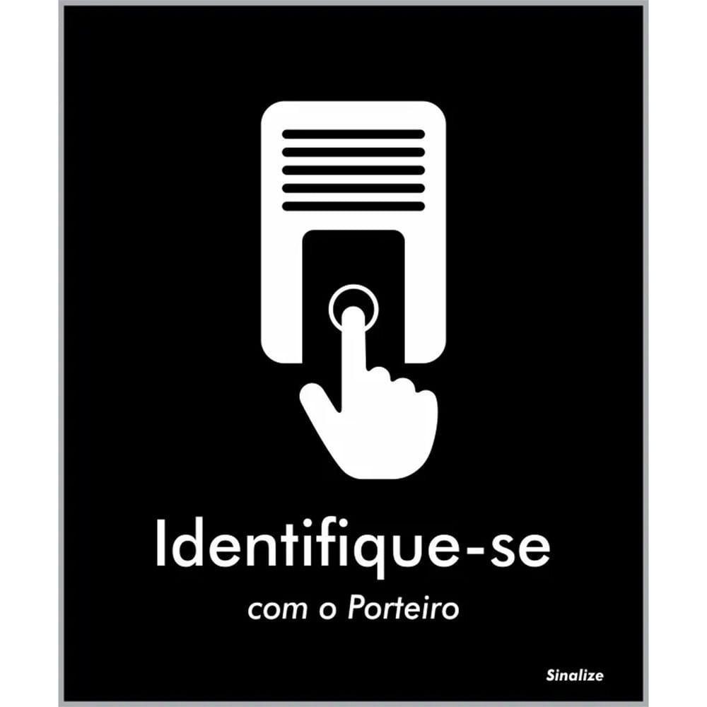 Placa De Poliestireno Store Black 15x18cm Identifique-se Com O Porteiro - Blk10 - Sinalize - 1