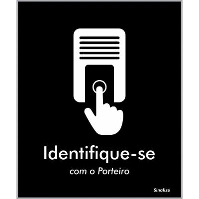 Placa De Poliestireno Store Black 15x18cm Identifique-se Com O Porteiro - Blk10 - Sinalize