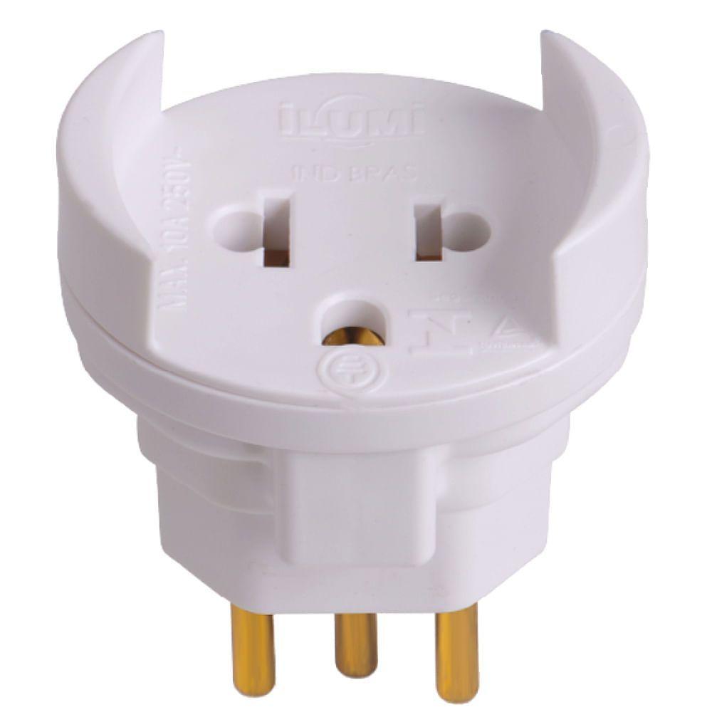 Pino Adaptador 2p + T Bipolar 10a 250volts Cinza - 1209 - Ilumi - 1