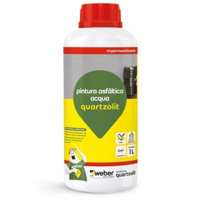 Pintura Asfáltica Acqua 1 Litro - 38013.14.34.056 - Quartzolit Impermeabilizante 1l Pintura Asfaltica Acqua