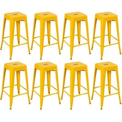 Kit 8 Banquetas Altas Iron Tolix 76 Cm Amarelo Amarelo