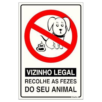 Placa Recolha As Fezes Do Animal 20x30cm - 250co - Sinalize Placa 20x30 Recolhe As Fezes Do Animal