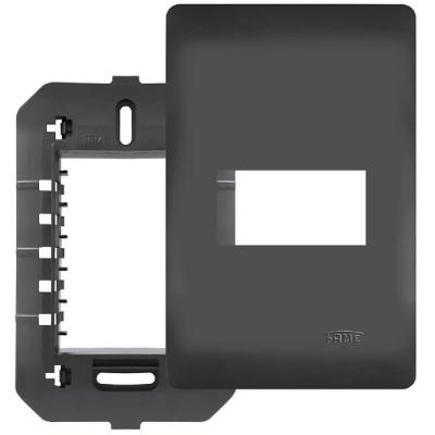 Placa 4x2 Com Suporte E 1 Módulo Horizontal Habitat Black - 4071 - Fame