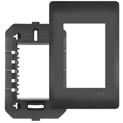 Placa 4x2 Com Suporte E 3 Módulos Habitat Black - 4075 - Fame