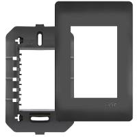 Placa 4x2 Com Suporte E 3 Módulos Habitat Black - 4075 - Fame - 1