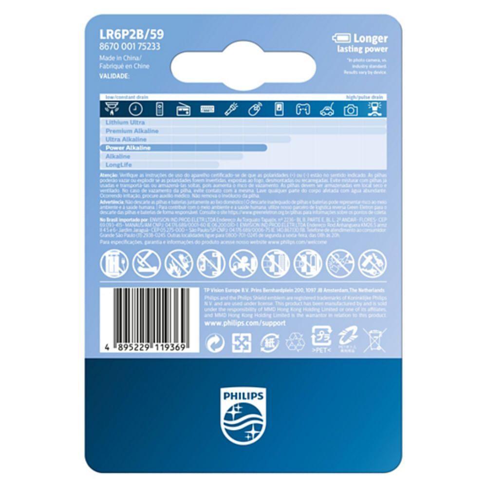 Pilha Alcalina Pequena Aa Com 2 Unidades - 200100 - Philips - 2