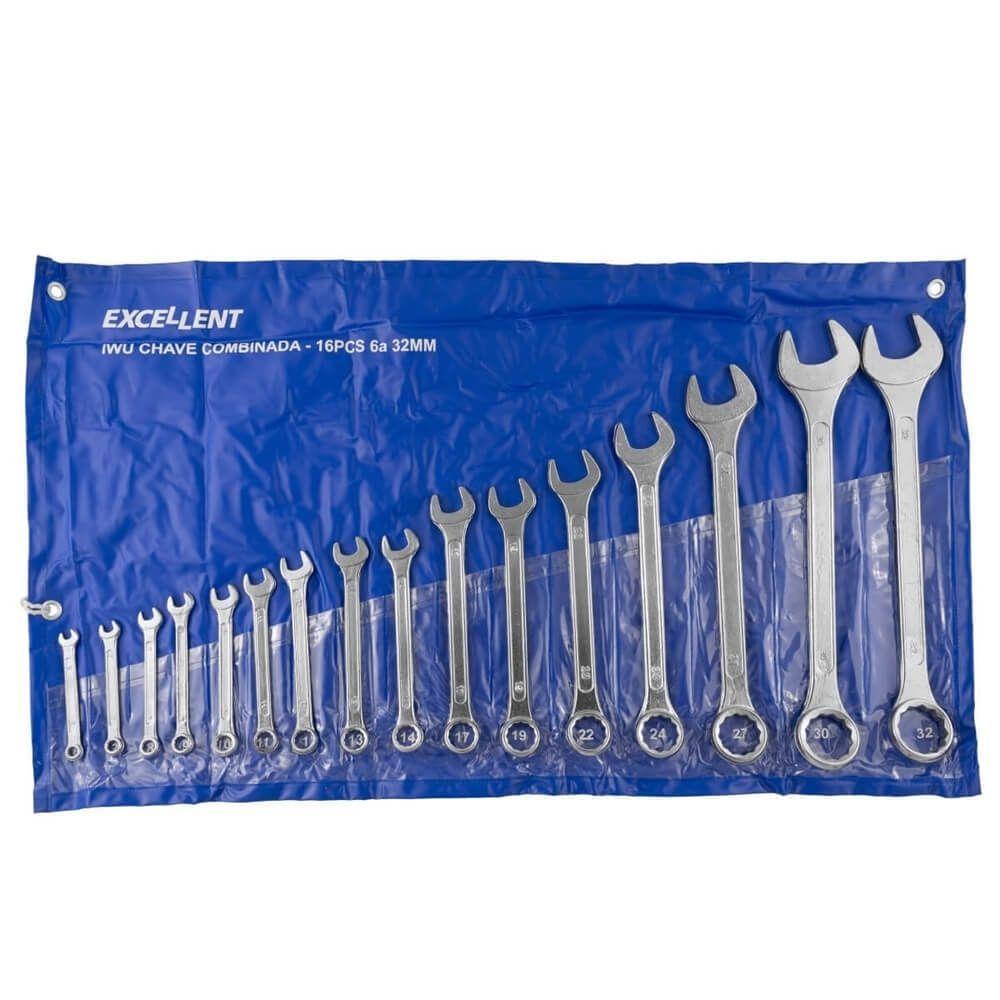 Jogo De Chaves Combinadas 6-32mm 16 Peças - 1wu - Excellent Jogo De Chaves Combinadas 6-32mm 16 Peças - 1wu - Eda - 1