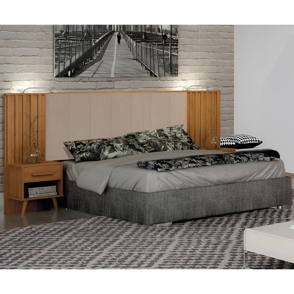 Cabeceira Casal Milano Cinamomo Veludo Palha Leifer Móveis - 2