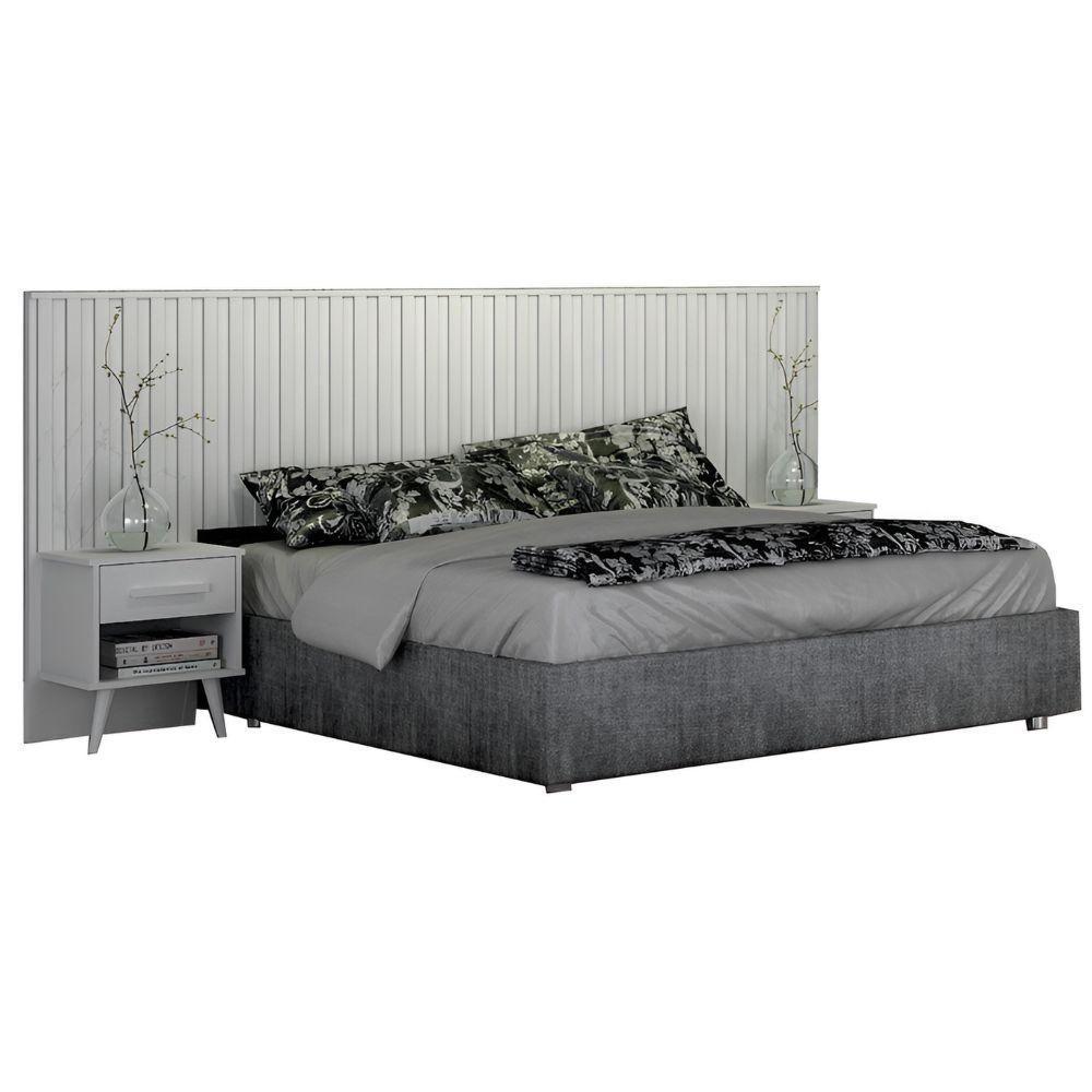 Cabeceira Casal Ripado Milano Branco Leifer Móveis - 1