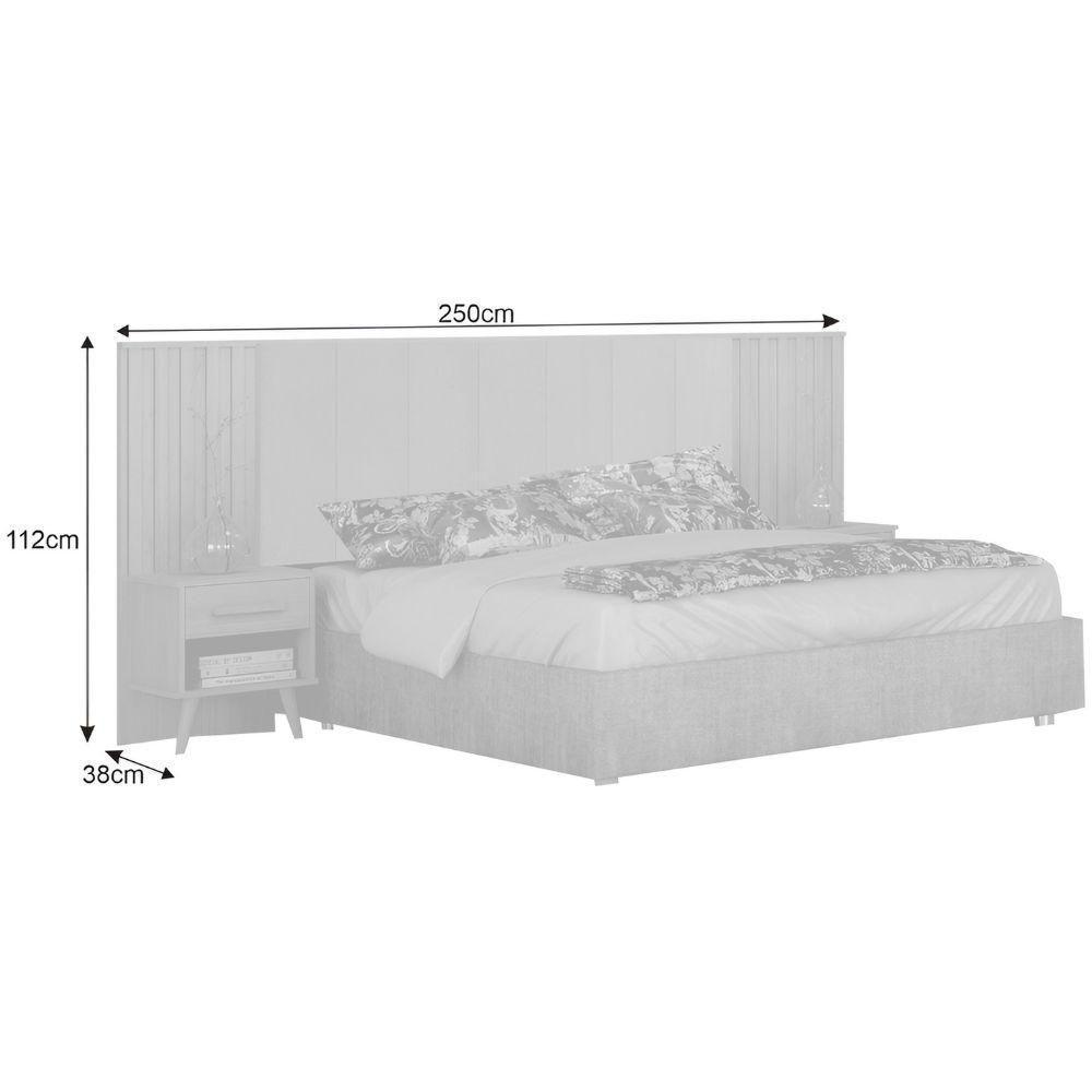 Cabeceira Casal Milano Branco Veludo Palha Leifer Móveis - 3