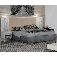 Cabeceira Casal Milano Branco Veludo Palha Leifer Móveis - 2