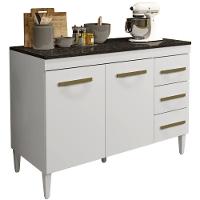Balcão De Cozinha Virtus 2 Portas 3 Gavetas Branco Kaiki Móveis - 1