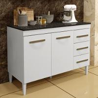 Balcão De Cozinha Virtus 2 Portas 3 Gavetas Branco Kaiki Móveis - 2